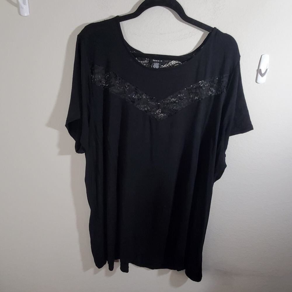 TORRID lace inset black top plus size 4X